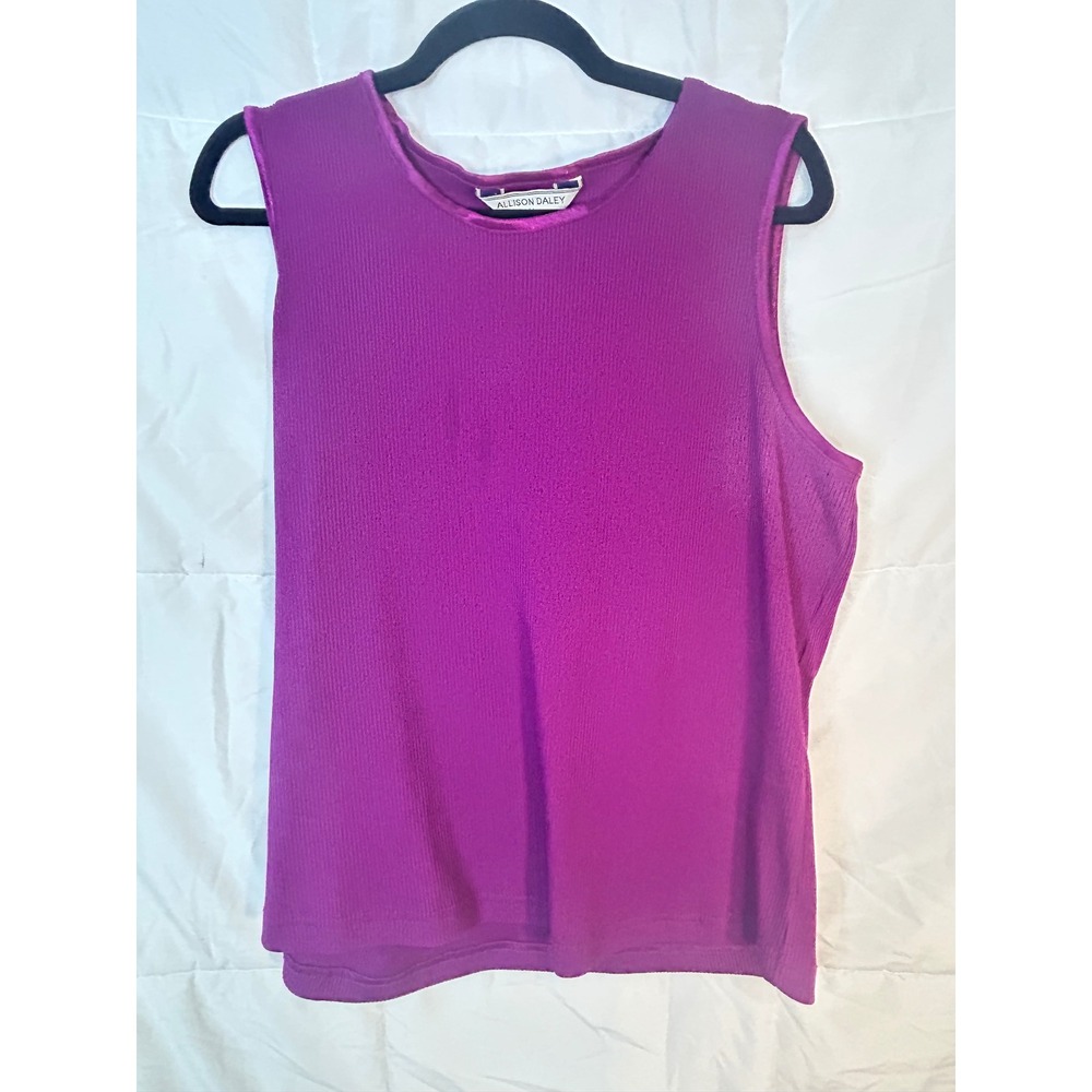 ALLISON DALEY Women's Purple Ribbed Sleeveless Tank‎ Top Size 11